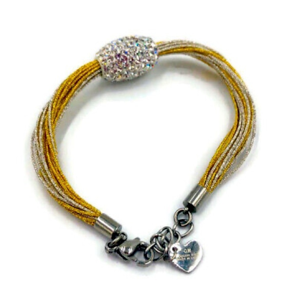 GM Gold Stainless Steel Crystal Bracelet 7.5"